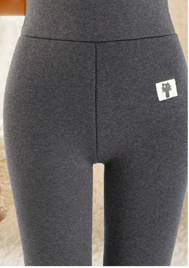 Super Thick Slim Plus Velvet Warm Leggings Women's High Waist Black Winter New
