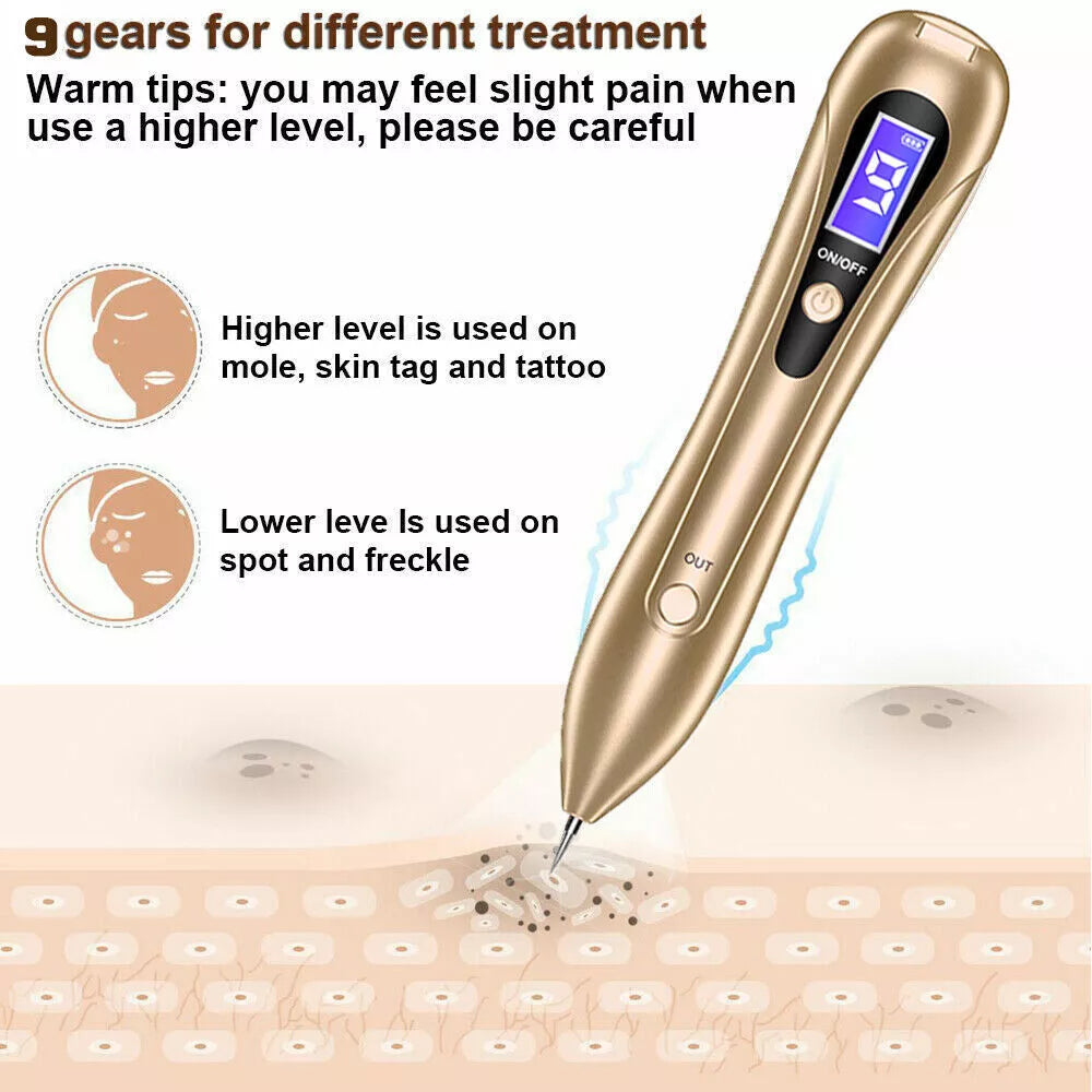 LCD Laser Pen Skin Tag Freckle Wart Mole Remove Pen Dark Spot Tattoo Removal US