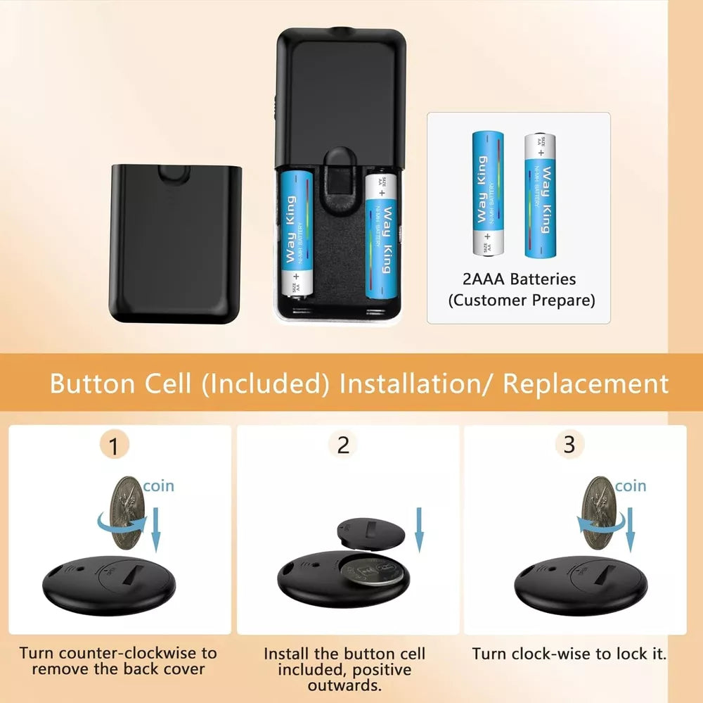 Effortless Key Finder with 4 Tags - 131ft Range, Loud Beep & Flashlight
