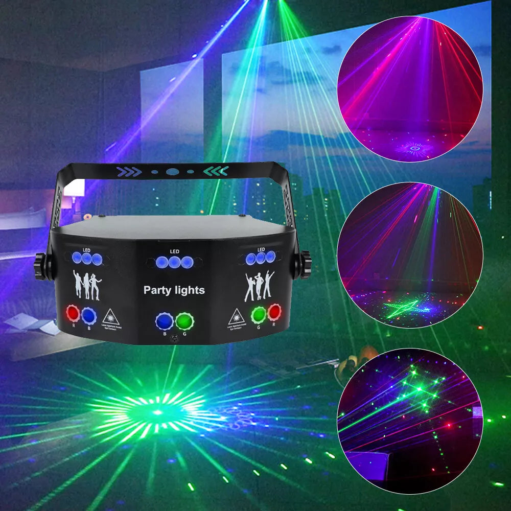 15Eye RGB DMX Laser Stage Strobe Light Projector LED DJ Disco Party Lighting USA