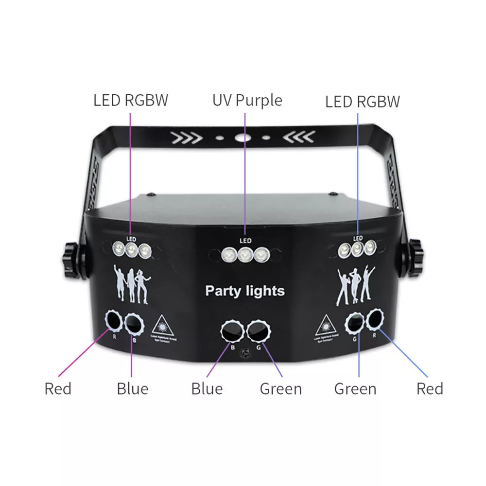 15Eye RGB DMX Laser Stage Strobe Light Projector LED DJ Disco Party Lighting USA