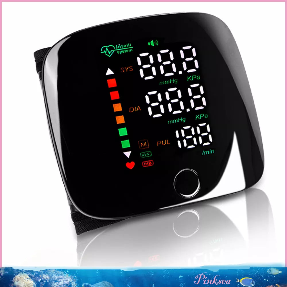 Digital Wrist Blood Pressure Monitor Automatic BP Cuff LCD Heart Rate Machine