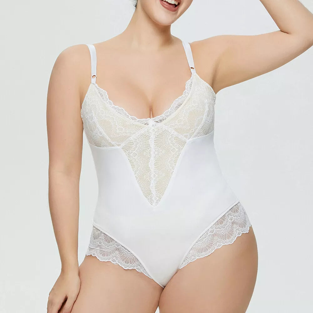 Plus Women Lace Body Shaper Firm Tummy Control Shapewear Yoga Slimming Bodysuit