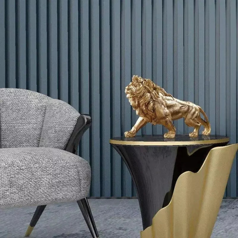 Figurine Animal Lion Novelty Resin Carved Medium Modern Gold Free Stand Decor