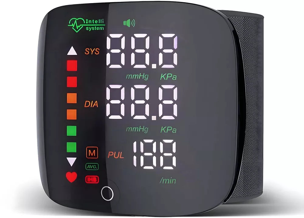 Digital Wrist Blood Pressure Monitor Automatic BP Cuff LCD Heart Rate Machine