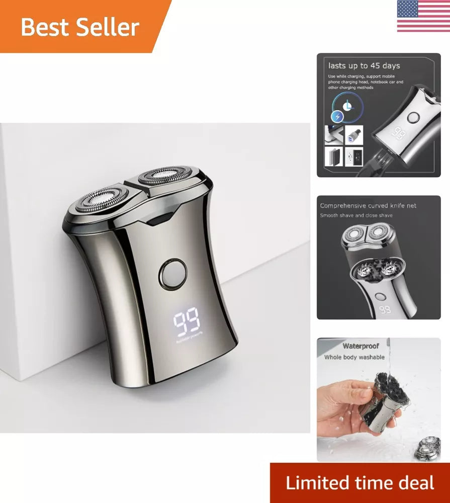 Travel Shaver - Rechargeable Cordless Shaving Face - Wet & Dry Rotary Shave