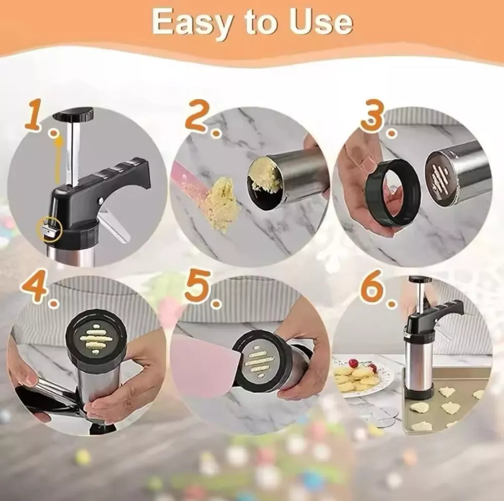 Stainless Steel Cake Cream Decorating Gun Sets Cookie Making Machine Nozzle Mold