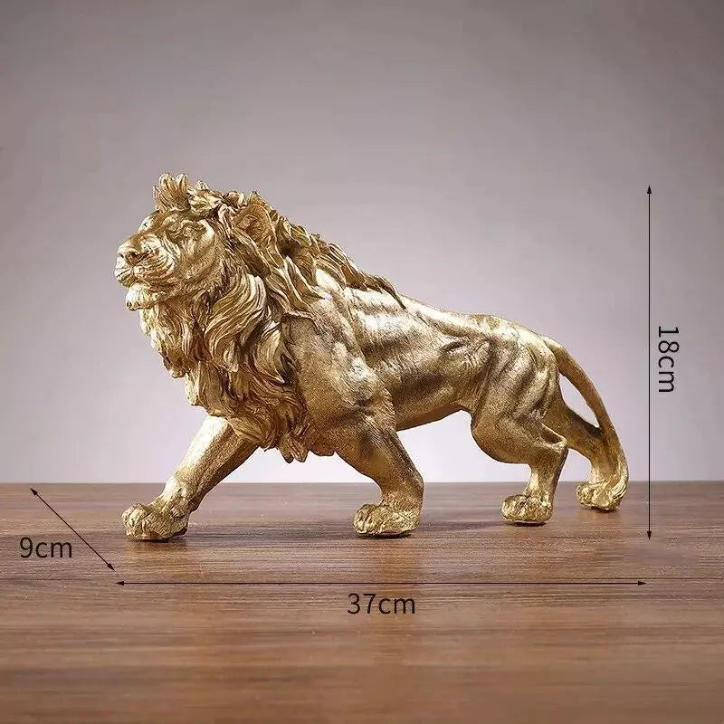 Figurine Animal Lion Novelty Resin Carved Medium Modern Gold Free Stand Decor