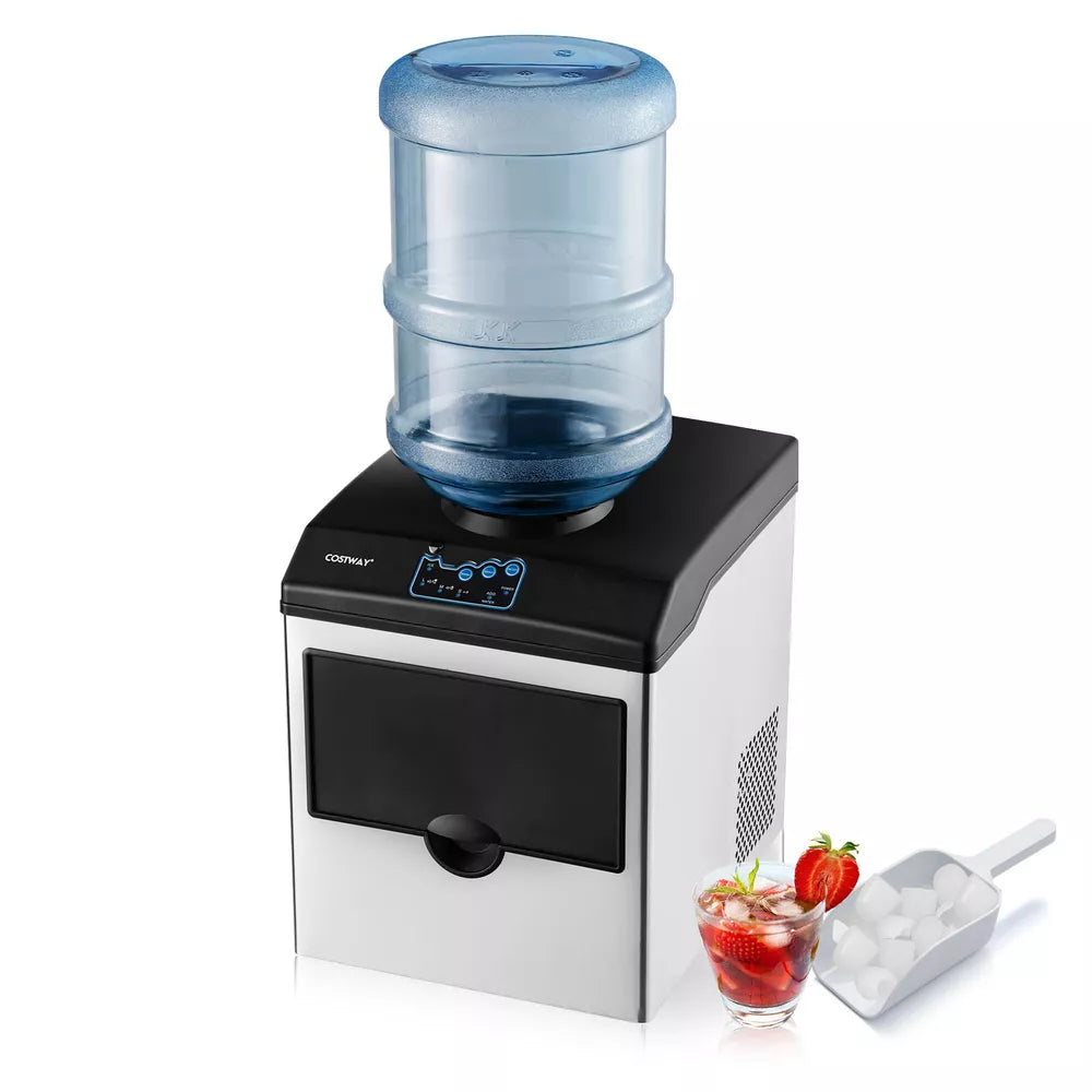 2 in 1 Countertop Ice Cube Maker 48lbs/Day with Water Dispenser Combo Machine