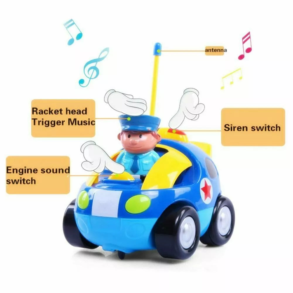 My First RC Cartoon Police Car Toy for Toddlers & Kids Music & Lights Toys NEW