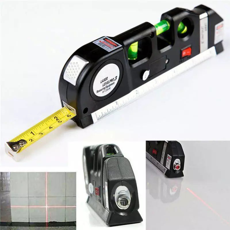 Laser Level Pro3 Horizontal Vertical 8FT 250cm Measuring Tape Ruler