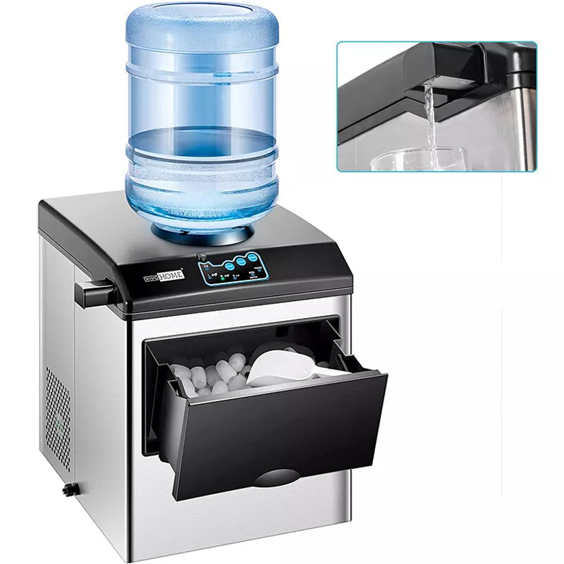 2 in 1 Countertop Ice Cube Maker 48lbs/Day with Water Dispenser Combo Machine
