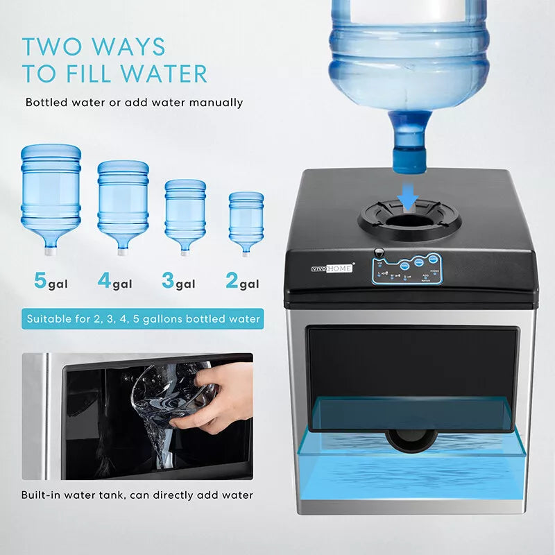 2 in 1 Countertop Ice Cube Maker 48lbs/Day with Water Dispenser Combo Machine