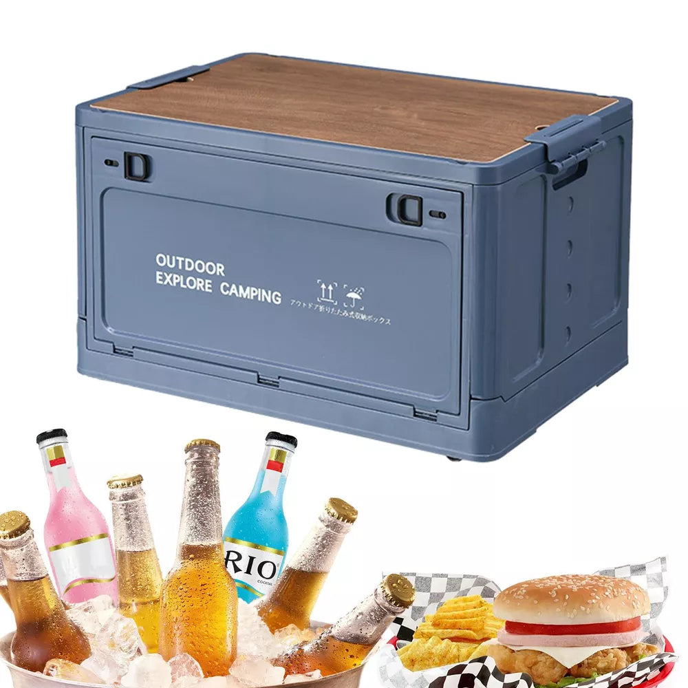 30/60L Folding Storage Box Washable W/ Lid Collapsible Organisation Camping Bin