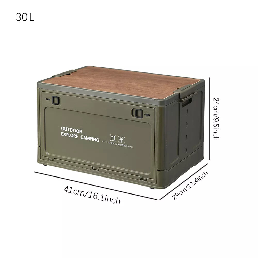 30/60L Folding Storage Box Washable W/ Lid Collapsible Organisation Camping Bin