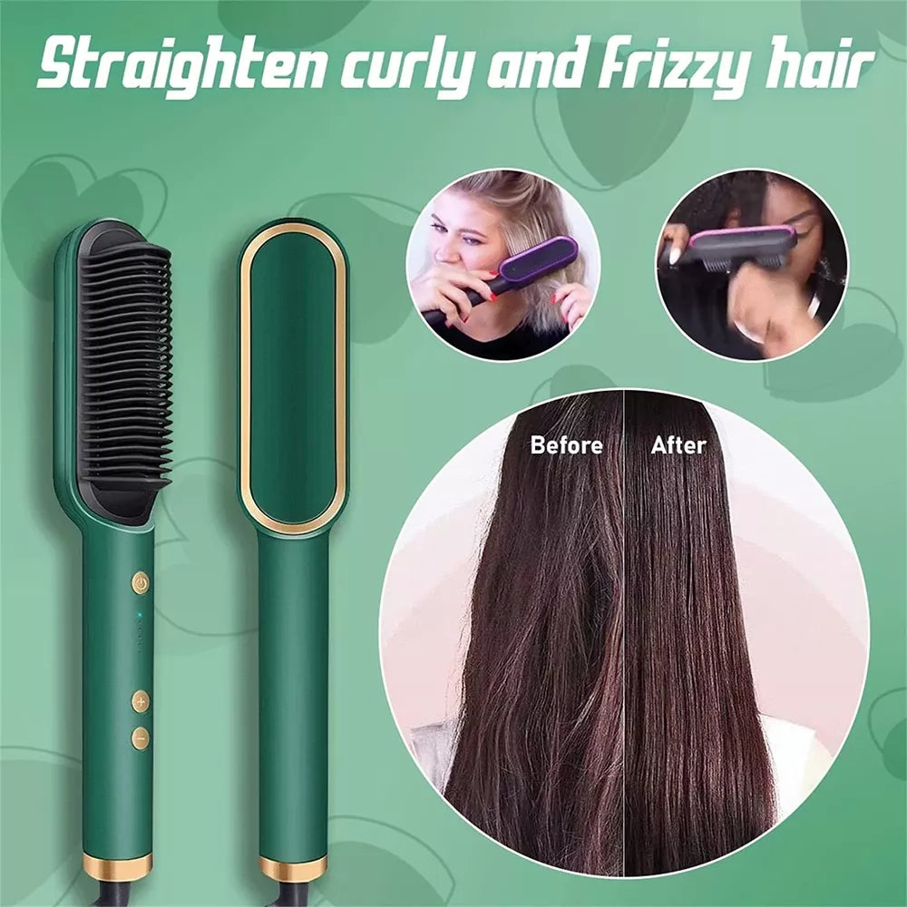 Hair Straightener Comb Matte Black, Hair Straightener Brush Straightening Comb