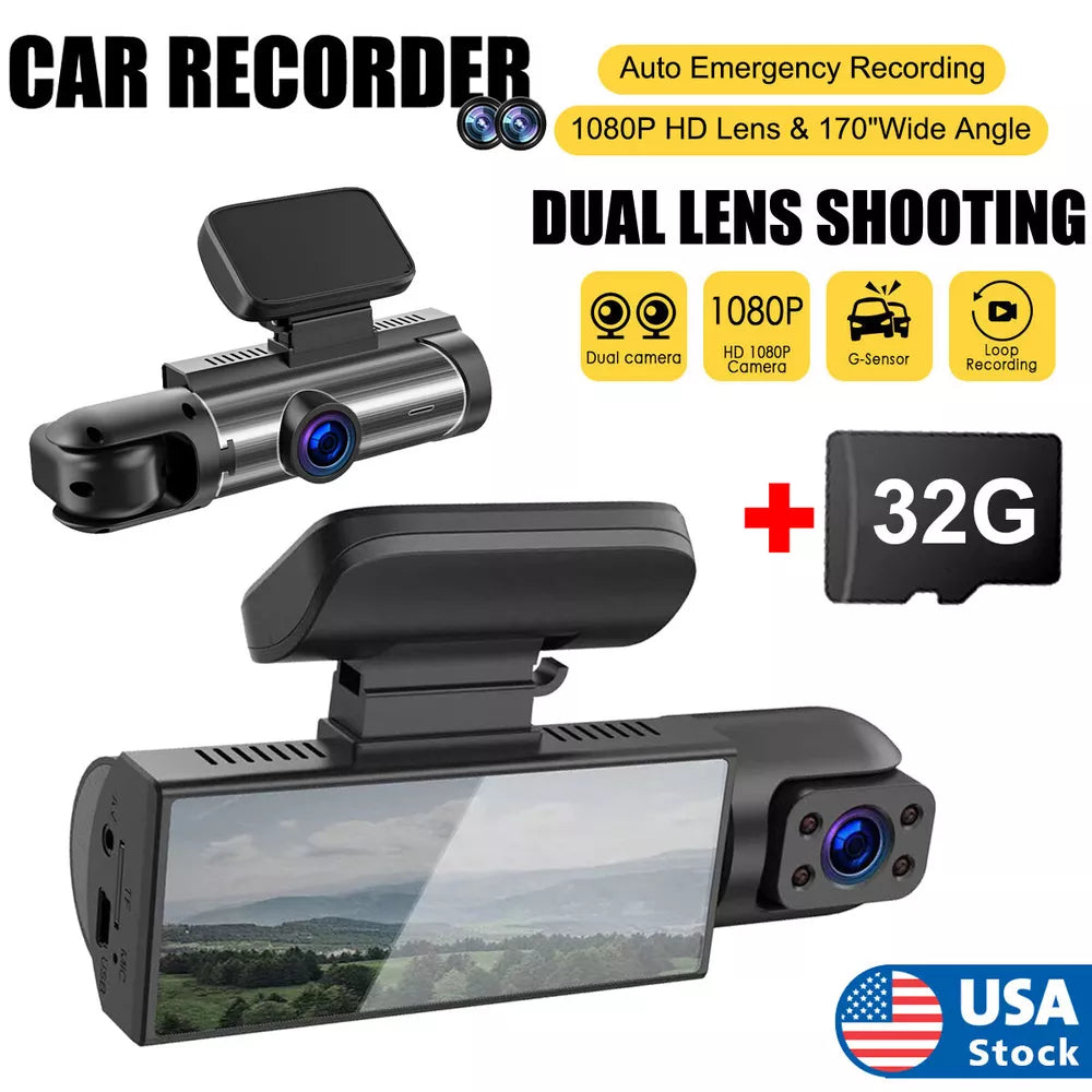 32G Wifi Dual Lens Dash Cam 1080P HD 170° Car DVR Recorder Car Camera G-sensor