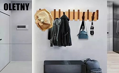 COAT RACK Wall Mount with 6 Flip-Down Hooks OLETNY