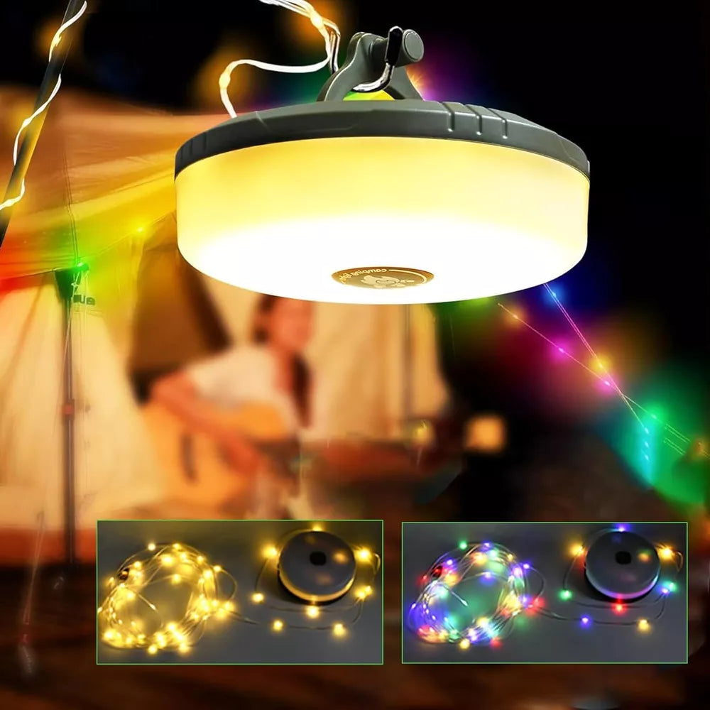 Portable LED Camping String Lights Lantern Waterproof USB Rechargeable Magnetic