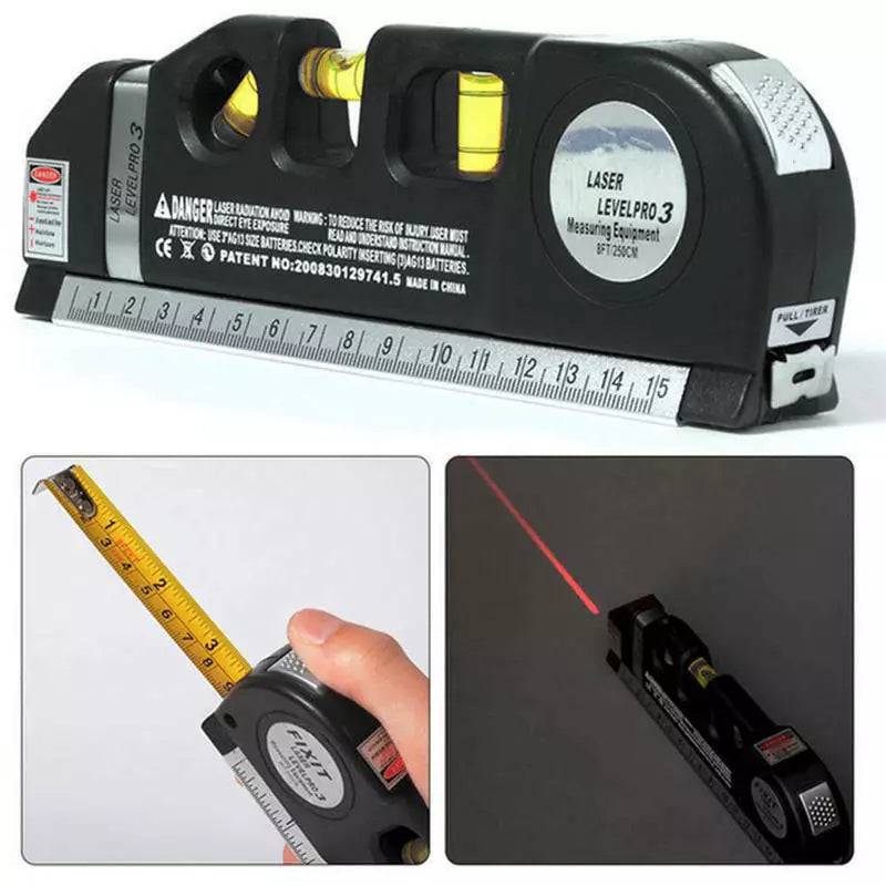 Laser Level Pro3 Horizontal Vertical 8FT 250cm Measuring Tape Ruler