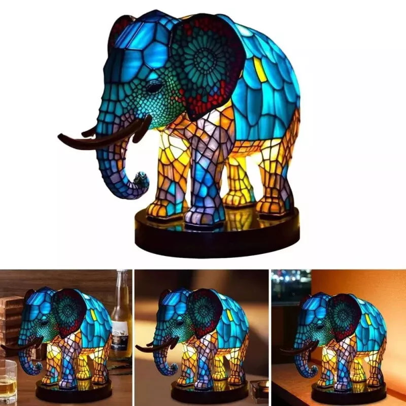 3D Animal Table Lamp Series Stained Glass Stained Night Light Retro Desk Lamps