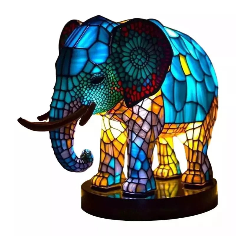 3D Animal Table Lamp Series Stained Glass Stained Night Light Retro Desk Lamps