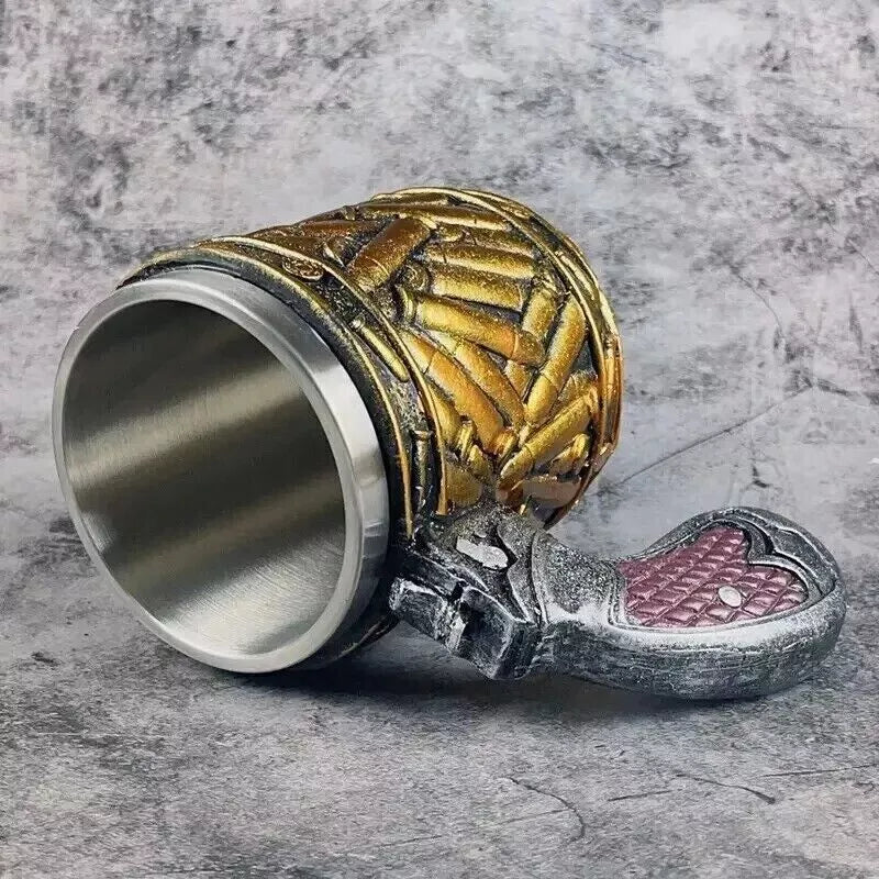 3D Handmade Stainless Steel Bullet Pattern Beer Mug Revolver Bullet Beer Cup