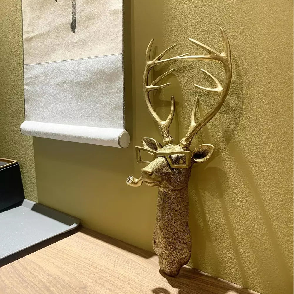 Animal Heads Wall Decor, Faux Deer Head Mount, Animal Sculptures Wall Decor, Res