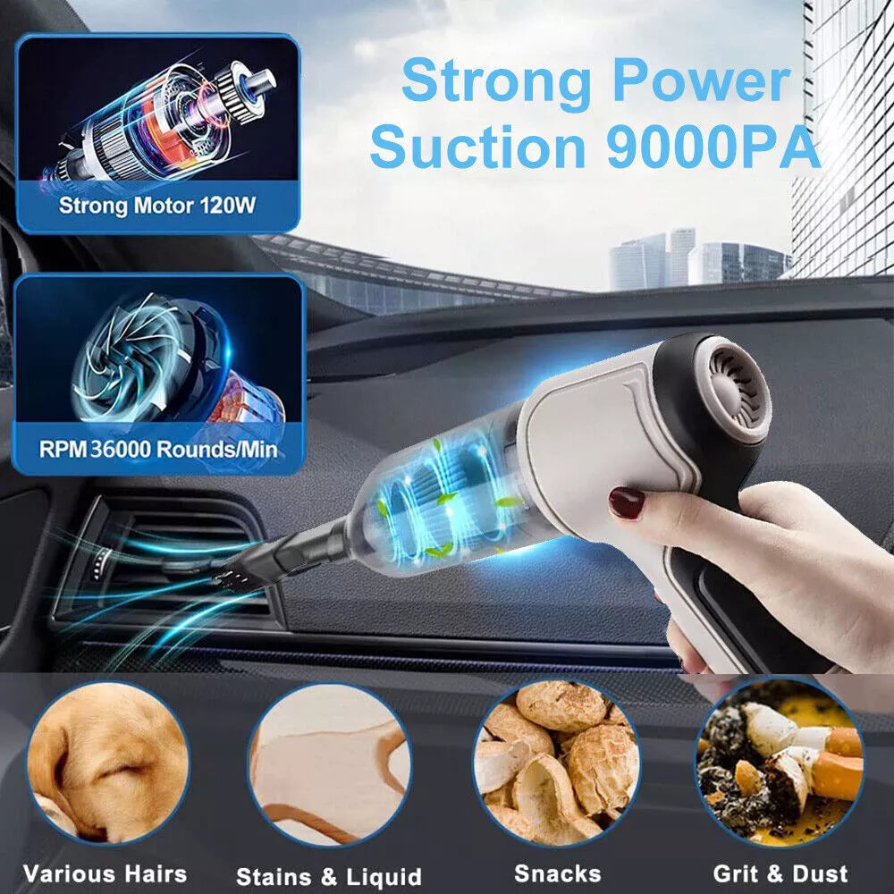 3 in 1 Upgrade Car Vacuum Cleaner Air Blower Wireless Handheld Rechargeable Mini