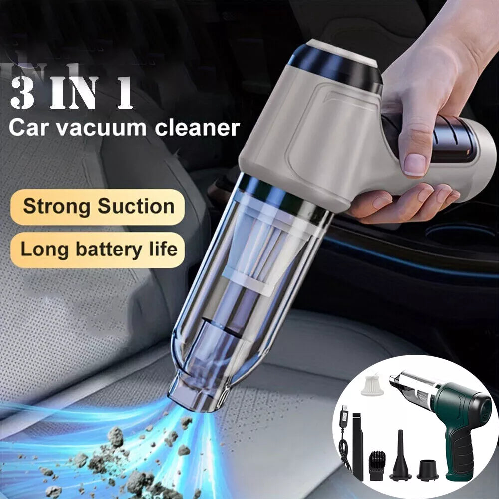 3 in 1 Upgrade Car Vacuum Cleaner Air Blower Wireless Handheld Rechargeable Mini