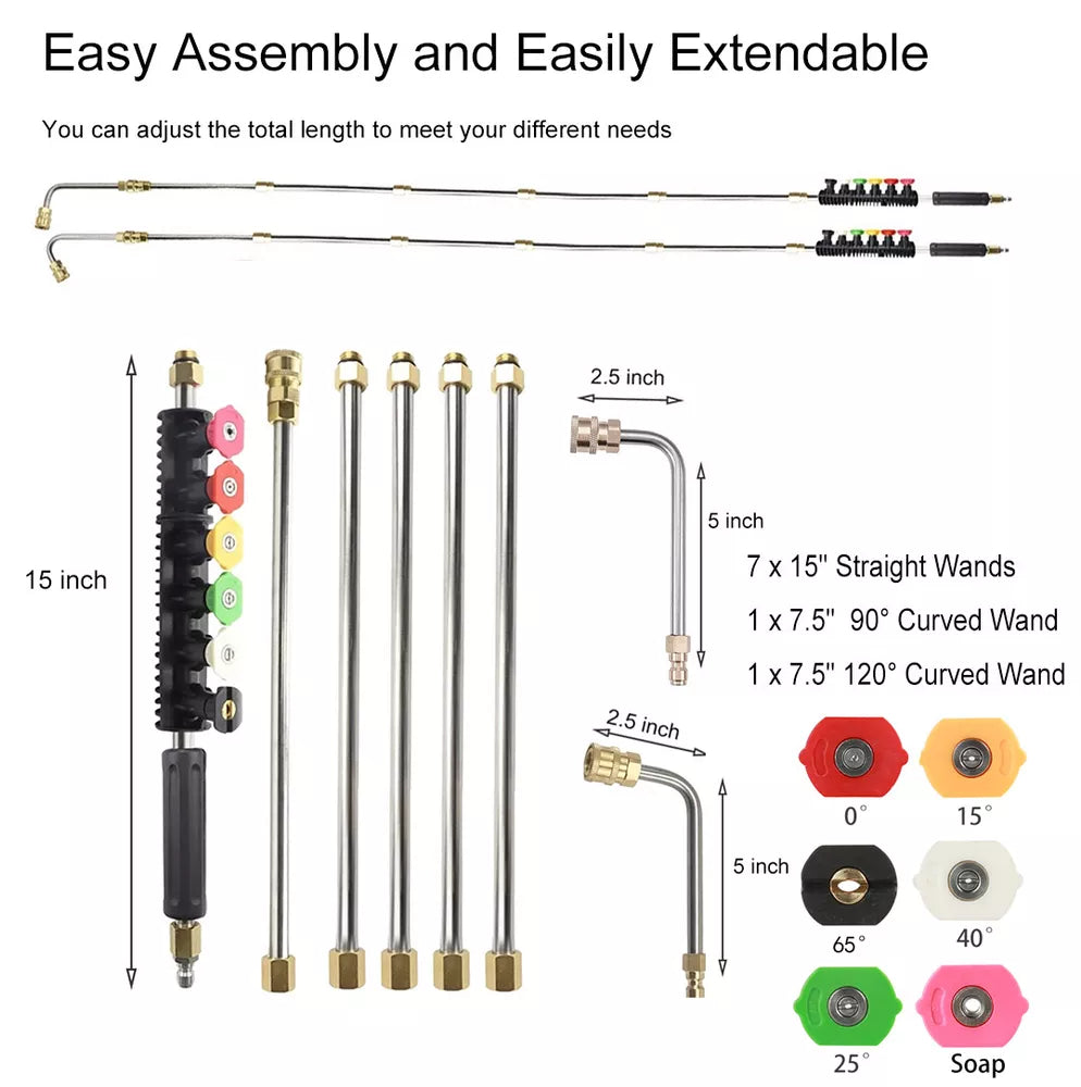 4000PSI High Pressure Washer Extension Wand Replace Lance Gutter Cleaner Nozzle