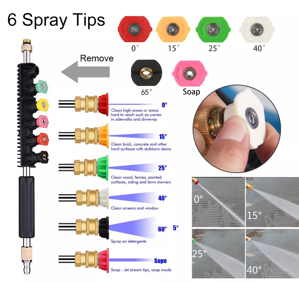 4000PSI High Pressure Washer Extension Wand Replace Lance Gutter Cleaner Nozzle