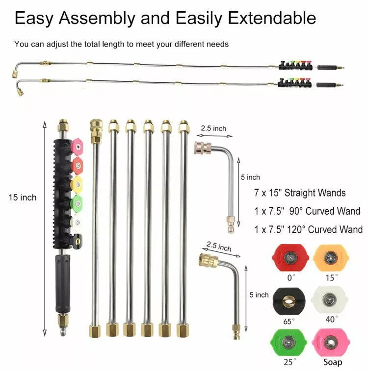 4000PSI High Pressure Washer Extension Wand Replace Lance Gutter Cleaner Nozzle