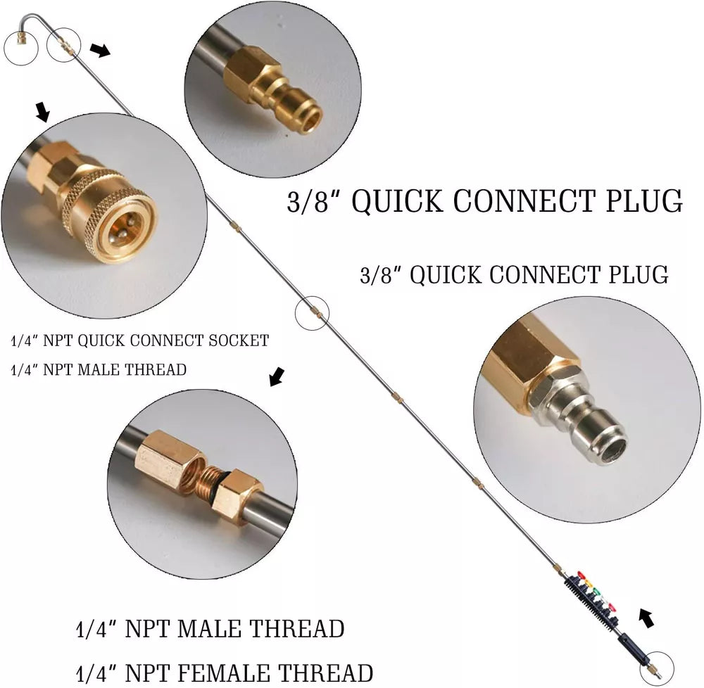 4000PSI High Pressure Washer Extension Wand Replace Lance Gutter Cleaner Nozzle