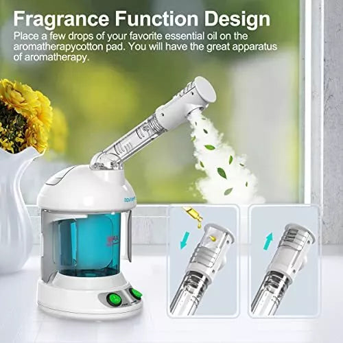 Facial Steamer - Nano Ionic Face Steamer with Extendable 360° Rotating Blue