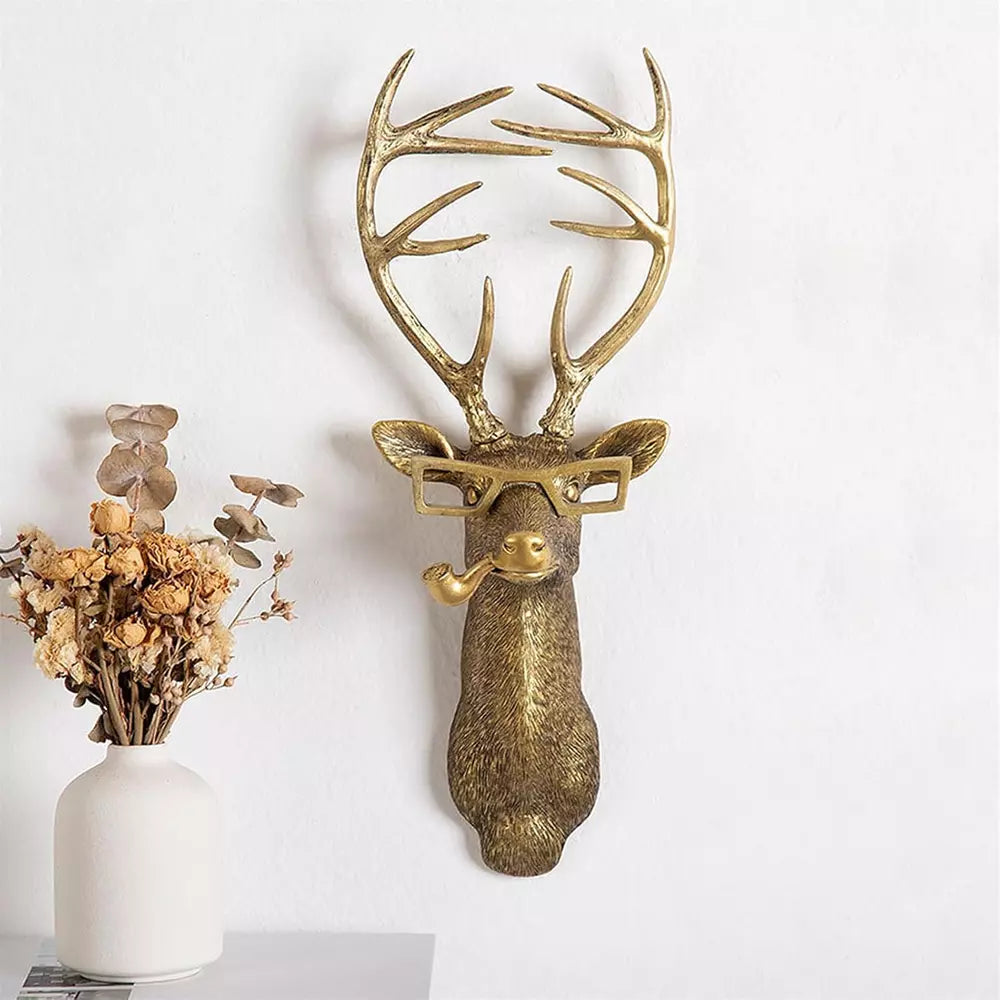Animal Heads Wall Decor, Faux Deer Head Mount, Animal Sculptures Wall Decor, Res