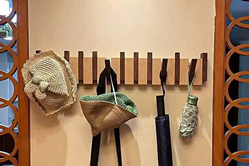 COAT RACK Wall Mount with 6 Flip-Down Hooks OLETNY
