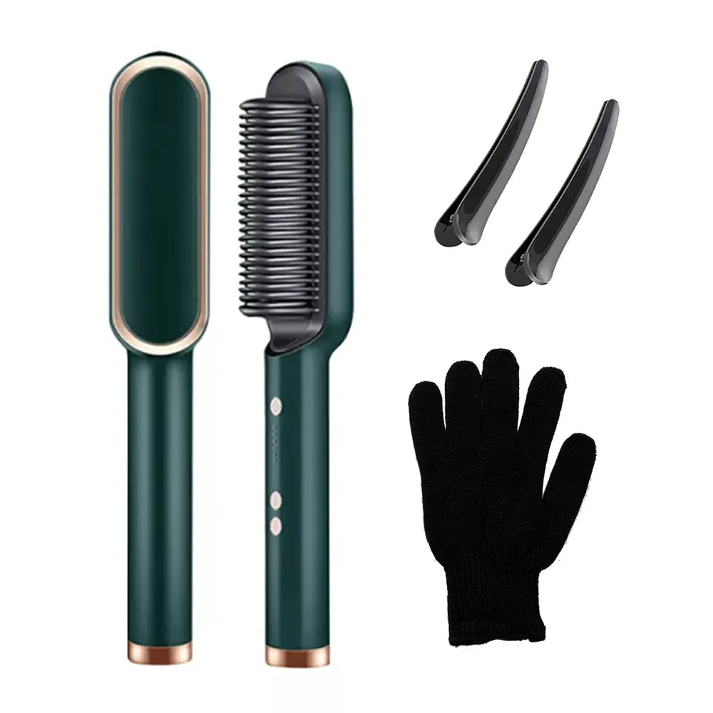 Hair Straightener Comb Matte Black, Hair Straightener Brush Straightening Comb