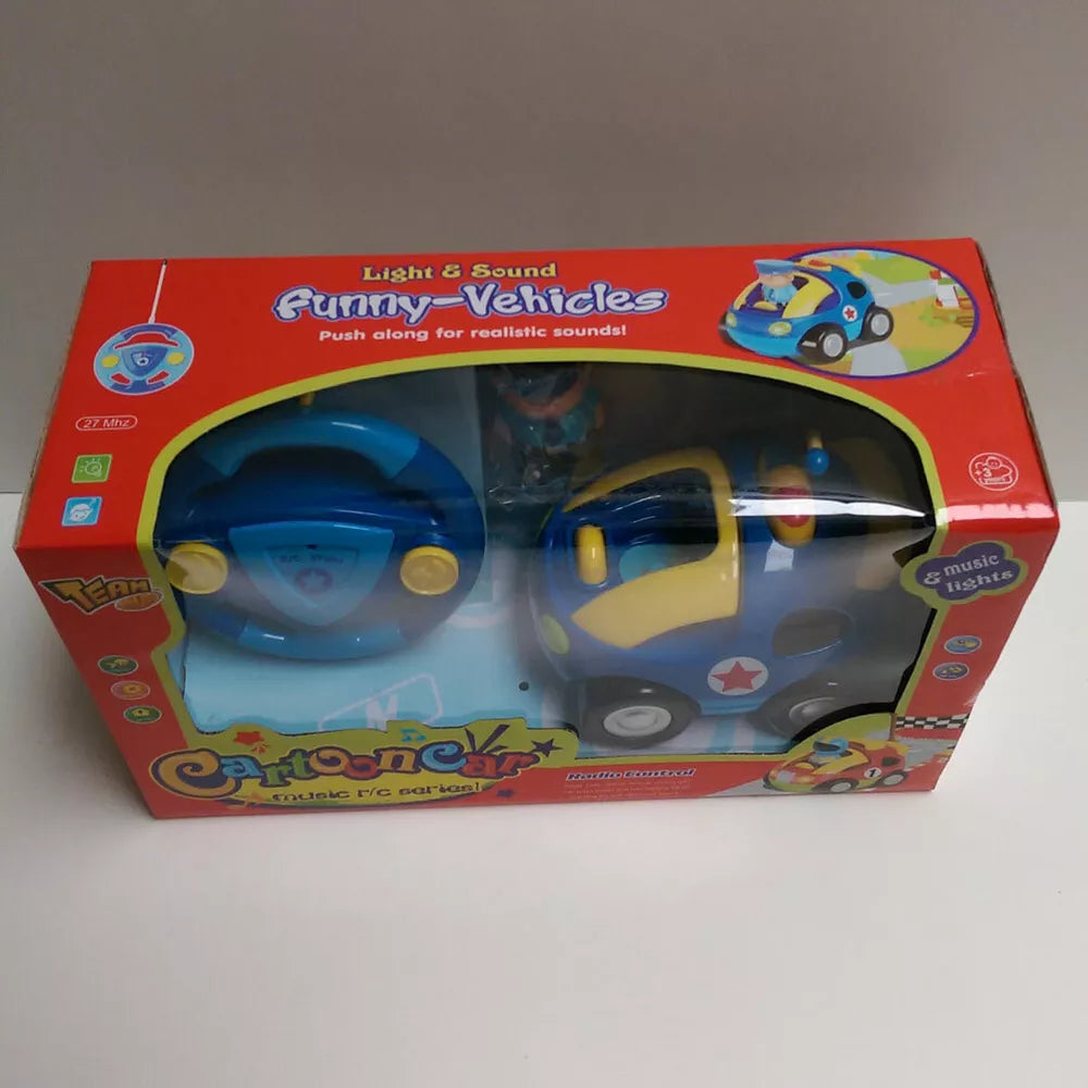 My First RC Cartoon Police Car Toy for Toddlers & Kids Music & Lights Toys NEW
