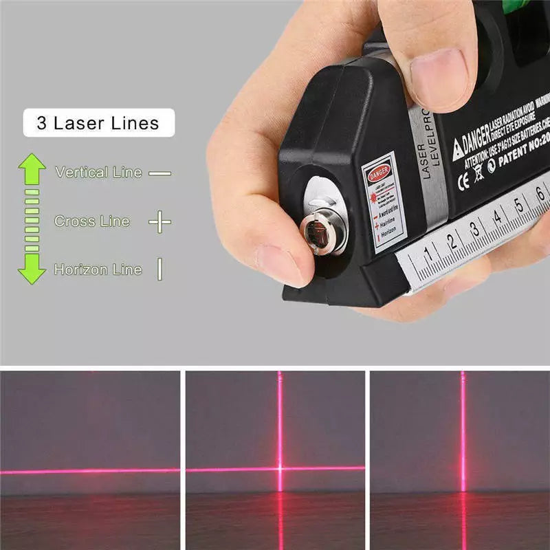 Laser Level Pro3 Horizontal Vertical 8FT 250cm Measuring Tape Ruler