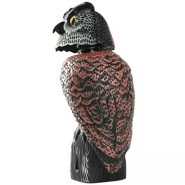Realistic Owl Decoy with Rotating Head Outdoor Garden Repellent Bird Scare US