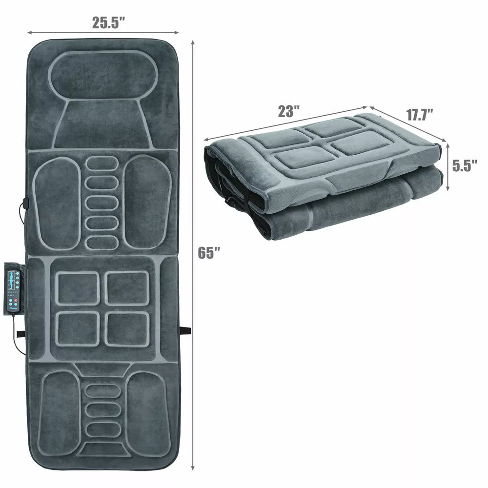 Gorelax Foldable Massage Mat Full Body Massager w/ Heat & 10 Vibration Motors