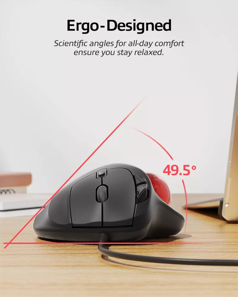Nulea M509 Trackball Mouse Wired Ergonomic Design Easy Thumb Control Precise ...