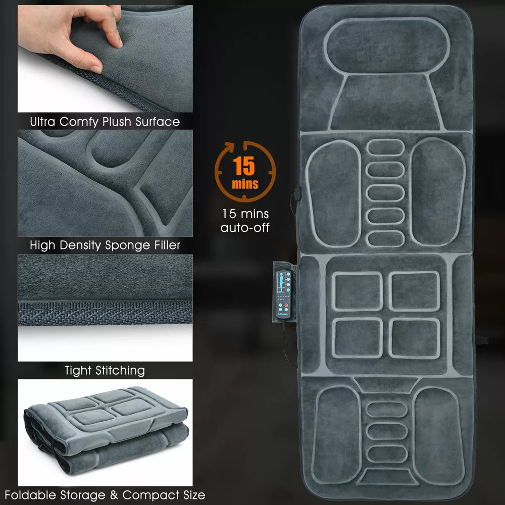Gorelax Foldable Massage Mat Full Body Massager w/ Heat & 10 Vibration Motors