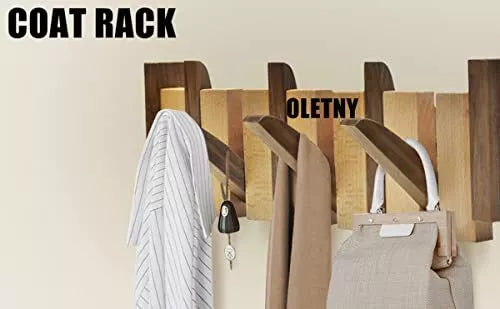 COAT RACK Wall Mount with 6 Flip-Down Hooks OLETNY