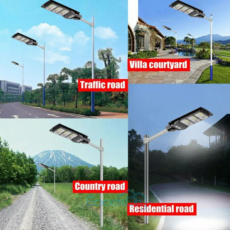 75000000LM Commercial Solar Street FloodLight Outdoor Dusk To Dawn Timing Lamp