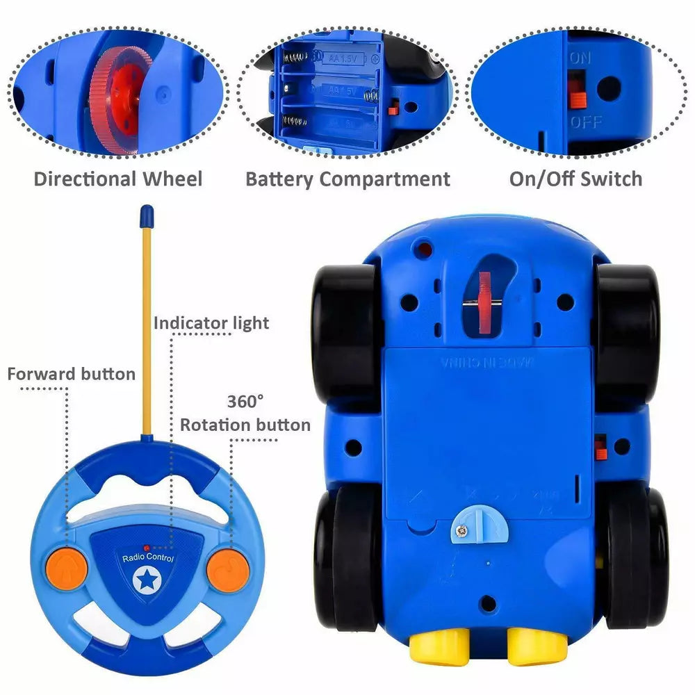 My First RC Cartoon Police Car Toy for Toddlers & Kids Music & Lights Toys NEW