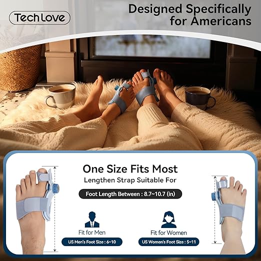 Tech Love Bunion Corrector for Women Big Toe, Double Correction Adjustable Kn...