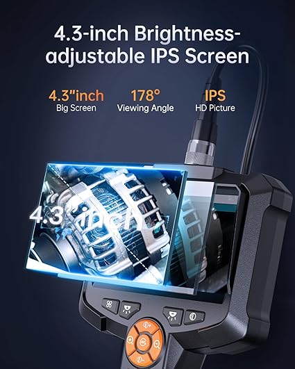 Endoscope Inspection Camera 4.3 Inch Screen Industrial Waterproof 33Ft Snake