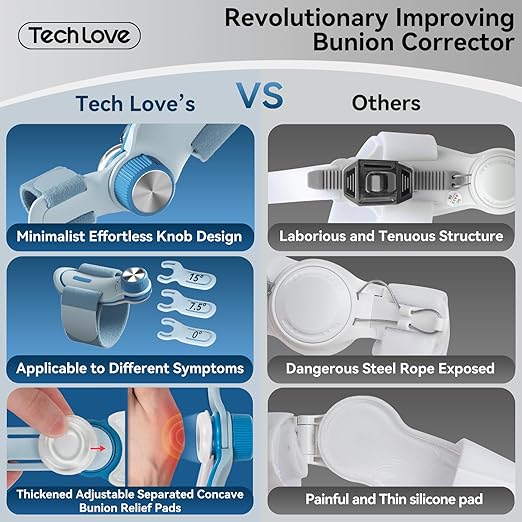Tech Love Bunion Corrector for Women Big Toe, Double Correction Adjustable Kn...